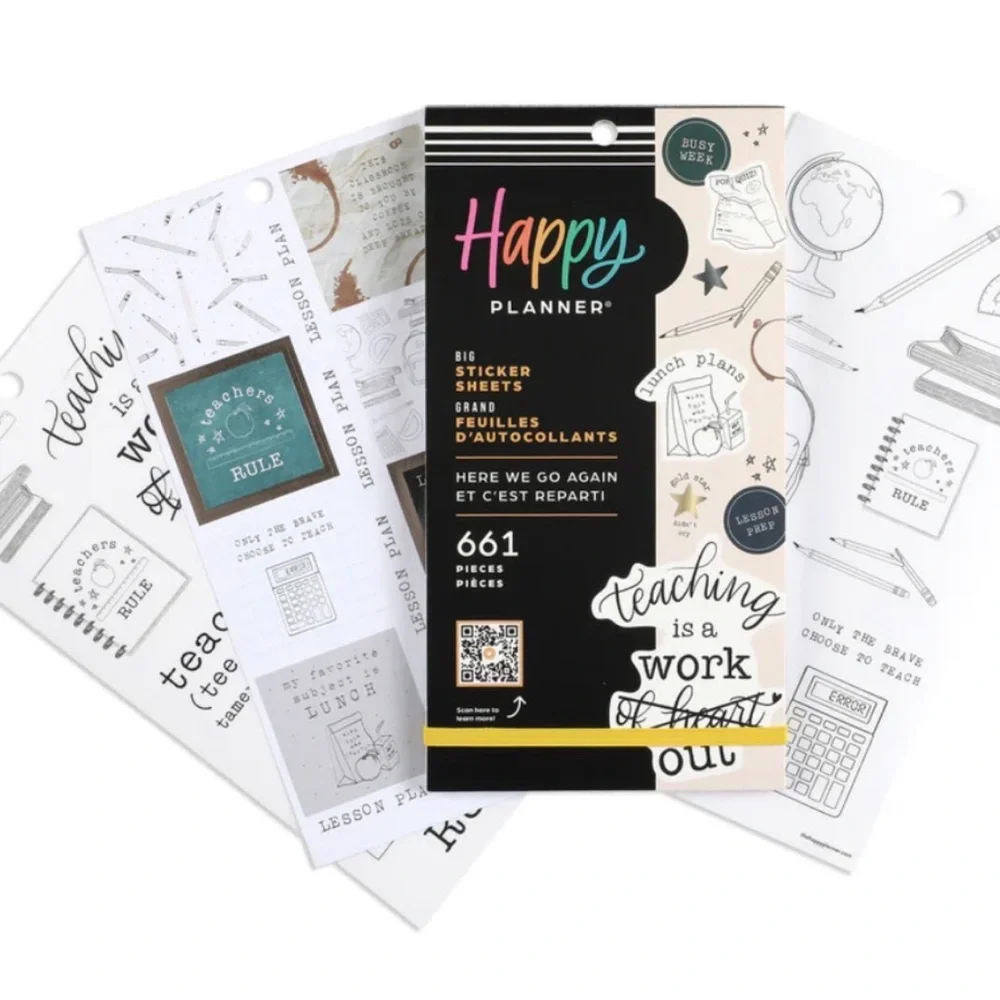NWT-The Happy Planner VALUE PACK STICKERS - BIG- Here We Go Again Teacher